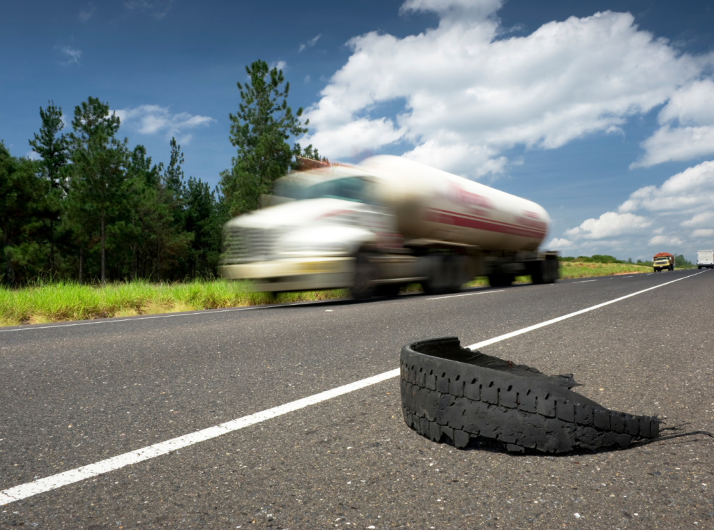 Tire treads from re-tread tires are dangerous